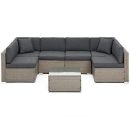 Home Detail Cantina 6 Seater Light Grey Sofa Set with Cover - Wilko - thumbnail 4