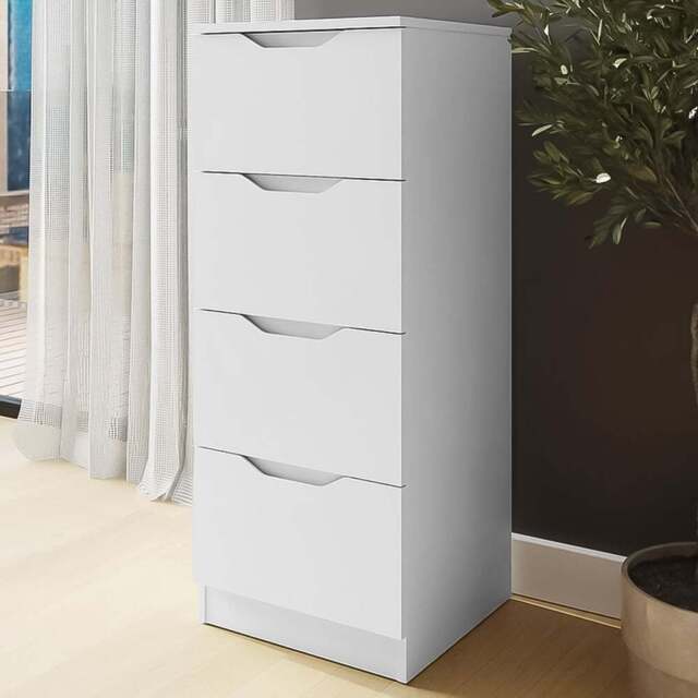 FWStyle Luno 4 Drawer White Modern Chest of Drawers - Wilko - image 1