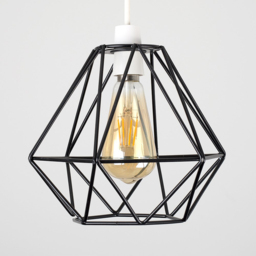 ValueLights Diablo Black Industrial Wire Frame Pendant Lamp Shade - Size: 20 x 20 x 23cm - Wilko - thumbnail 4