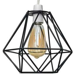 ValueLights Diablo Black Industrial Wire Frame Pendant Lamp Shade - Size: 20 x 20 x 23cm - Wilko