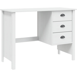 vidaXL Hill 3 Drawer Compact Pine Wood Home Desk White - Size: 74 x 100 x 45cm - Wilko - thumbnail 3