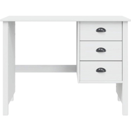 vidaXL Hill 3 Drawer Compact Pine Wood Home Desk White - Size: 74 x 100 x 45cm - Wilko - thumbnail 6