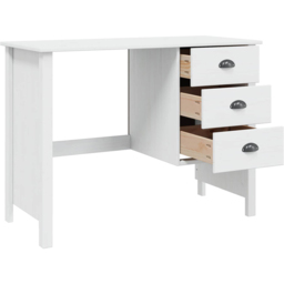 vidaXL Hill 3 Drawer Compact Pine Wood Home Desk White - Size: 74 x 100 x 45cm - Wilko - thumbnail 5