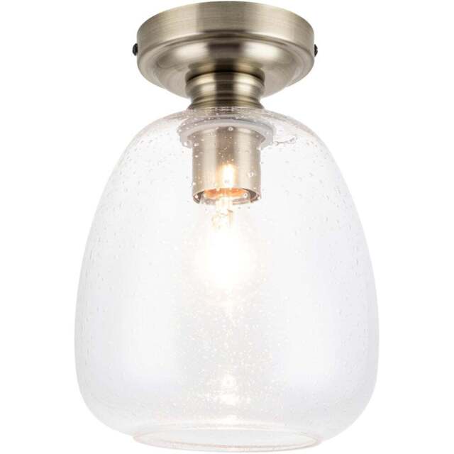 Cosylyte Buxton Antique Brass Bubble Glass Ceiling Light - Size: 28 x 22.5 x 22.5cm - Gold - Wilko - image 1