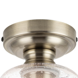 Cosylyte Buxton Antique Brass Bubble Glass Ceiling Light - Size: 28 x 22.5 x 22.5cm - Gold - Wilko - thumbnail 5