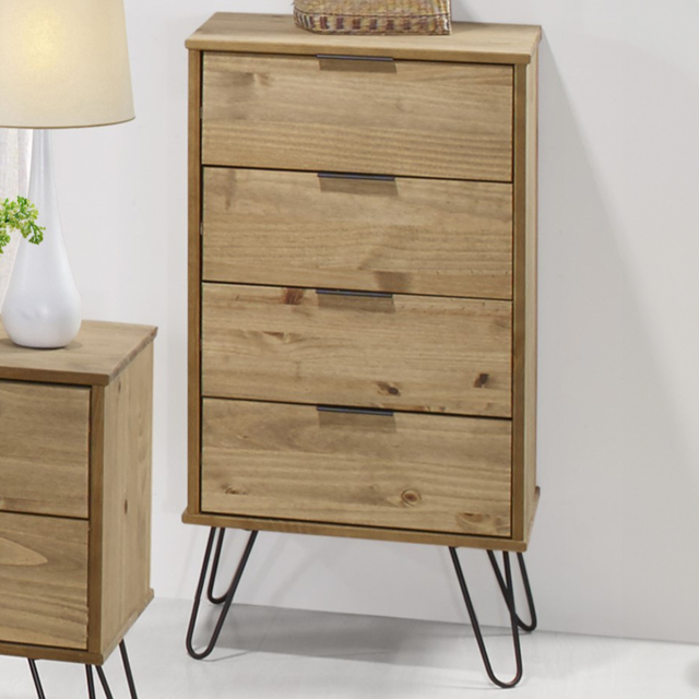 Core Products Augusta 4 Drawer Pine Narrow Chest of Drawers - Brown - Wilko - image 1