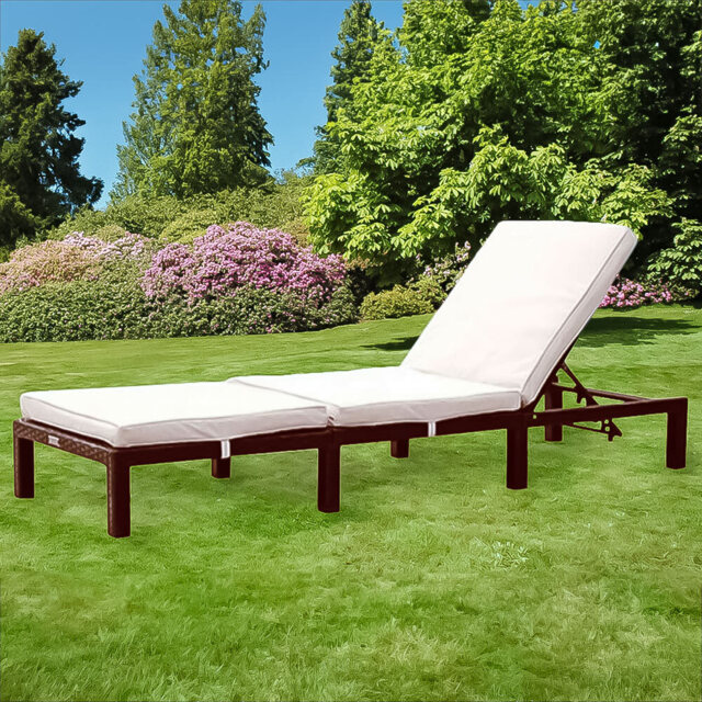 Brooklyn Outdoor Brown Rattan Reclining Sun Lounger - Size: 65 x 195 x 22cm - Habitat - Wilko - image 1