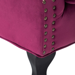 Living and Home Vintage Wine Red Velvet Wingback Armchair with Studs - Size: Single - Wilko - thumbnail 7