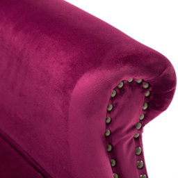 Living and Home Vintage Wine Red Velvet Wingback Armchair with Studs - Size: Single - Wilko - thumbnail 6