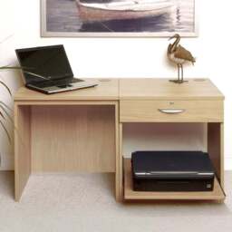 R White Cabinets 3 Drawer Light Brown Set-01 Desk with Printer Shelf - Size: 72.8 x 120 x 54cm - Wilko - thumbnail 1