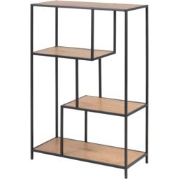 Florence Seaford 3 Shelf Oak and Black Metal Asymmetrical Bookcase - Furniture To Go - Wilko - thumbnail 3