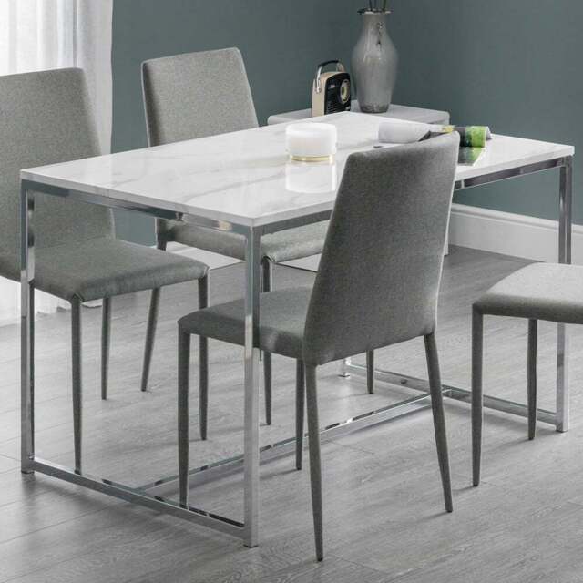 Julian Bowen Scala Dining Table Chrome and White Marble Top - Size: 4 Seater - Multi - Wilko - image 1