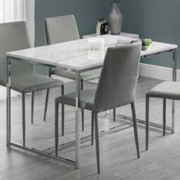 Julian Bowen Scala Dining Table Chrome and White Marble Top - Size: 4 Seater - Multi - Wilko
