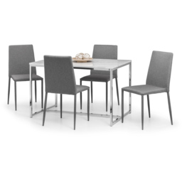 Julian Bowen Scala Dining Table Chrome and White Marble Top - Size: 4 Seater - Multi - Wilko - thumbnail 4