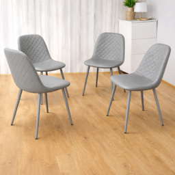 Kosy Koala 4 Seater Glass Faux Leather Gem Pattern Dining Set Grey - Portland - Wilko - thumbnail 4