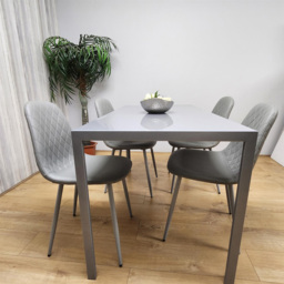 Kosy Koala 4 Seater Glass Faux Leather Gem Pattern Dining Set Grey - Portland - Wilko - thumbnail 6