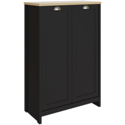 GFW Lancaster 2 Door Black and Oak Tall Shoe Cabinet - Size: 120 x 84 x 38cm - Wilko - thumbnail 3