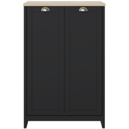 GFW Lancaster 2 Door Black and Oak Tall Shoe Cabinet - Size: 120 x 84 x 38cm - Wilko - thumbnail 4