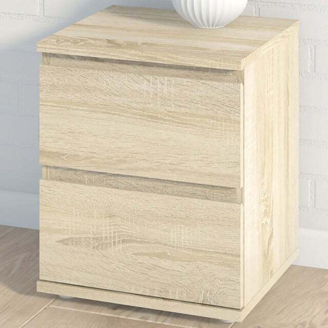 Florence 2 Drawer Oak Bedside Table - Wood - Furniture to Go - Wilko - image 1