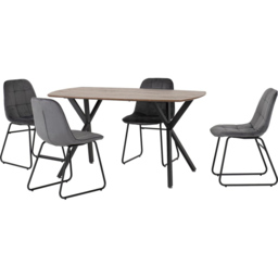 Seconique Athens Lukas 4 Seater Dining Set Oak and Grey - Brown - Wilko - thumbnail 3
