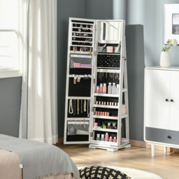 Portland Single Door 3 Shelf White Mirrored Swivel Jewellery Cabinet - Size: 160 x 38cm - Wilko - thumbnail 6