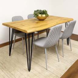 Kosy Koala 4 Seater Faux Leather Dining Set Grey - Brown - Wilko