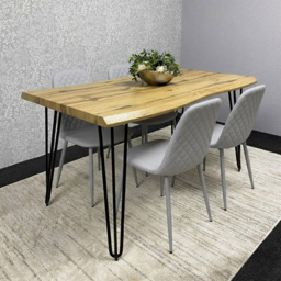 Kosy Koala 4 Seater Faux Leather Dining Set Grey - Brown - Wilko - thumbnail 5