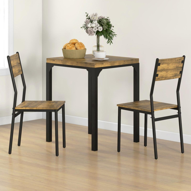 HOMCOM 2 Seater Compact Dining Set Rustic Brown - Wilko - image 1
