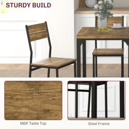 HOMCOM 2 Seater Compact Dining Set Rustic Brown - Wilko - thumbnail 7