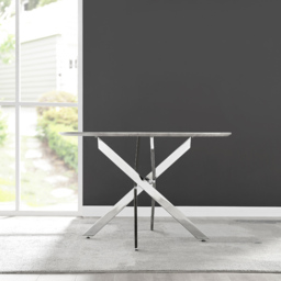 Furniturebox Arona 6 Seater Round Dining Table Concrete and Silver - Size: 4 Seater - Grey - Wilko - thumbnail 7