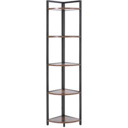 H&O Direct 5 Shelf Corner Bookcase - Size: 150 x 30 x 30cm - Brown - Wilko - thumbnail 3