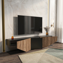 Decorotika Pearl 3 Door 2 Shelf Black and Alina Modern TV Unit - Size: 40 x 180 x 30cm - Multi - Wilko - thumbnail 6