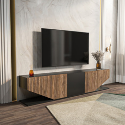 Decorotika Pearl 3 Door 2 Shelf Black and Alina Modern TV Unit - Size: 40 x 180 x 30cm - Multi - Wilko - thumbnail 5