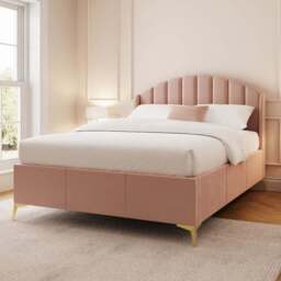 GFW Pettine King Size Blush Pink End Lift Ottoman Storage Bed - Wilko