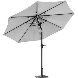 Living and Home Light Grey Solar LED Crank and Tilt Parasol with Resin Floral Base 3m - Wilko - thumbnail 4