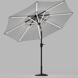 Living and Home Light Grey Solar LED Crank and Tilt Parasol with Resin Floral Base 3m - Wilko - thumbnail 5