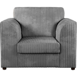 Luxor Single Seater Grey Jumbo Cord Armchair - Wilko - thumbnail 3