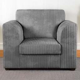 Luxor Single Seater Grey Jumbo Cord Armchair - Wilko - thumbnail 1