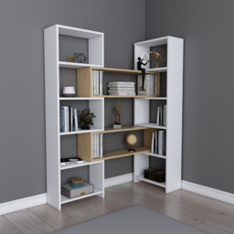 Decorotika Poyraz 8 Shelf White Sapphire Oak Bookcase - Size: 150 x 163.5 x 22cm - Multi - Wilko - thumbnail 5