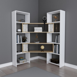 Decorotika Poyraz 8 Shelf White Sapphire Oak Bookcase - Size: 150 x 163.5 x 22cm - Multi - Wilko - thumbnail 6