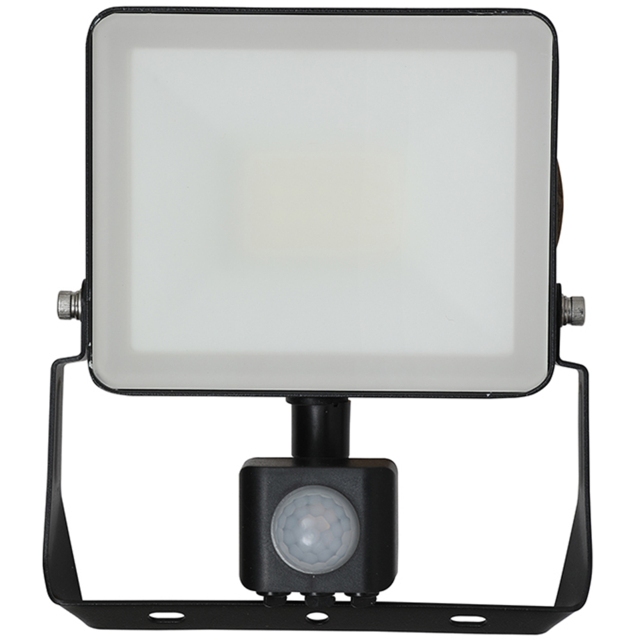 V-TAC 30W 3600 Lumens Warm White LED Floodlight with PIR Sensor - Size: 22.43 x 18.45 x 8.83cm - Black - Wilko - image 1