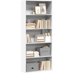 vidaXL 5 Shelf White Tall Bookcase - Size: 189 x 30 x 80cm - Wilko - thumbnail 4