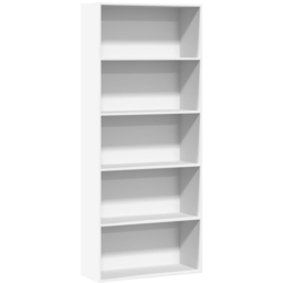 vidaXL 5 Shelf White Tall Bookcase - Size: 189 x 30 x 80cm - Wilko - thumbnail 3