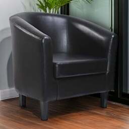 Black Faux Leather Tub Arm Chair - Size: 72 x 68 x 66cm - MCC - Wilko