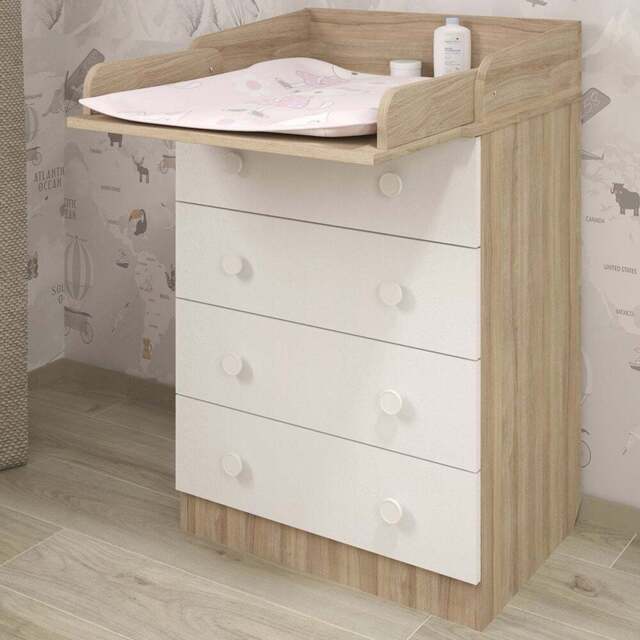 Shefa 600 4 Drawer Elm and White Kids Changing Dresser - Size: 92 x 60 x 48cm - Elm-white - Wilko - image 1