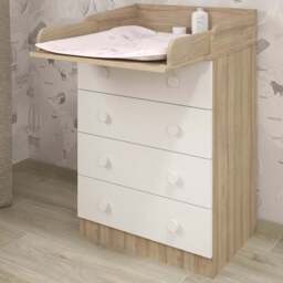 Shefa 600 4 Drawer Elm and White Kids Changing Dresser - Size: 92 x 60 x 48cm - Elm-white - Wilko - thumbnail 1
