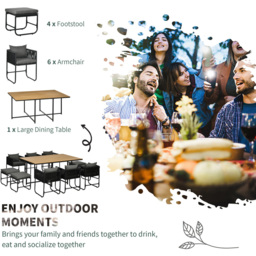 Outsunny Rattan 10 Seater Dining Set Black - Wilko - thumbnail 5