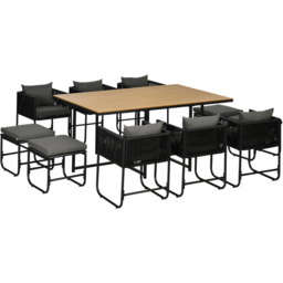 Outsunny Rattan 10 Seater Dining Set Black - Wilko - thumbnail 3
