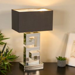 Lighting Collection Mirror Table Lamp With Grey Shade - Size: 53 x 20 x 32cm - Silver - Wilko - thumbnail 3