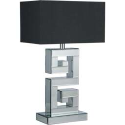 Lighting Collection Mirror Table Lamp With Grey Shade - Size: 53 x 20 x 32cm - Silver - Wilko